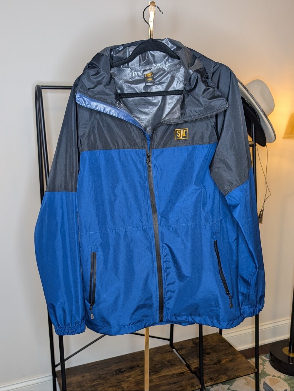 1855 - SJK Blue and Black Windbreaker Jacket Large